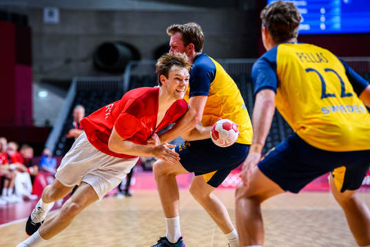 Mathias Gidsel of Denmark in the men’s handball match