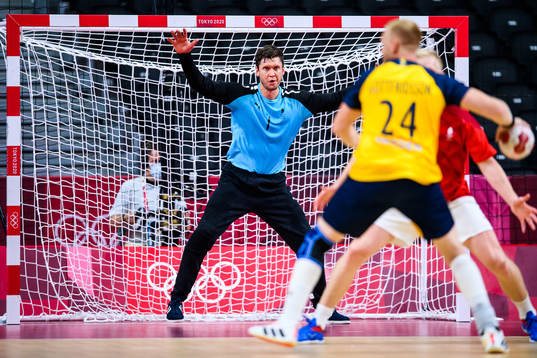 goalkeeper Niklas Landin of Denmark in the men’s handball
