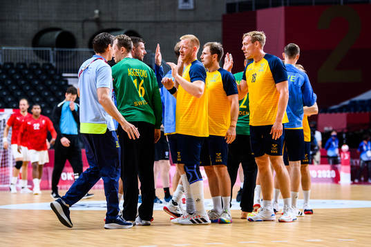 Players of Sweden celebrate