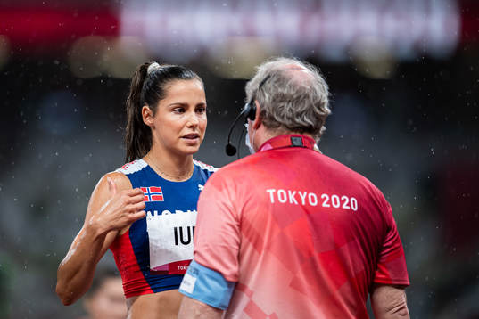 Amalie Iuel of Norway looks dejected when speaking to an