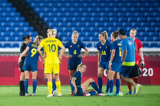 Amanda Ilestedt of Sweden in pain in the women´s football