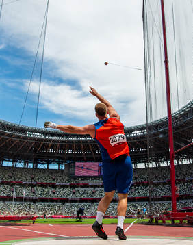 Eivind Henriksen of Norway competes to set a new national