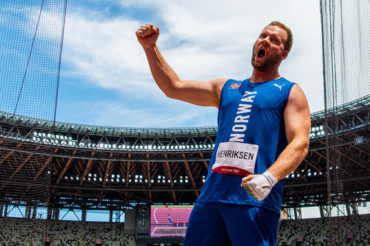 Eivind Henriksen of Norway celebrates