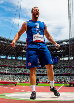 Eivind Henriksen of Norway celebrates
