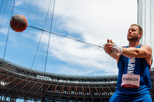 Eivind Henriksen of Norway competes to set a new national