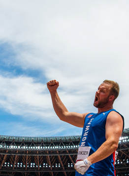 Eivind Henriksen of Norway celebrates