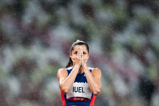 Amalie Iuel of Norway looks dejected when competing in