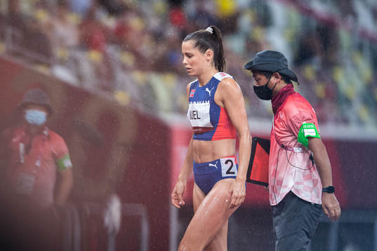 Amalie Iuel of Norway looks dejected when speaking to an