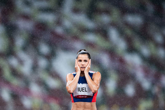 Amalie Iuel of Norway looks dejected when competing in