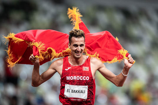 Soufiane El Bakkali of Morocco celebrates