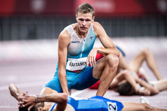 Topi Raitanen of Finland looks dejected
