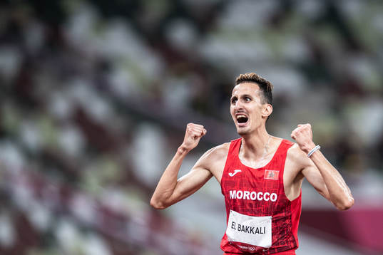 Soufiane El Bakkali of Morocco celebrates