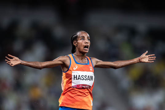 Sifan Hassan of the Netherlands celebrates