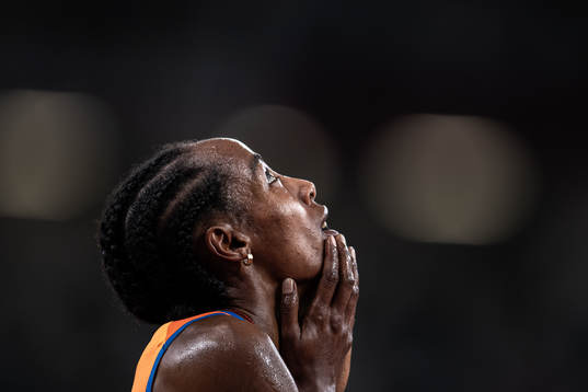 Sifan Hassan of the Netherlands celebrates
