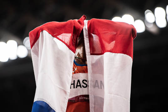 Sifan Hassan of the Netherlands celebrates