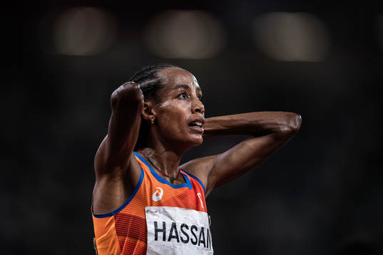 Sifan Hassan of the Netherlands celebrates