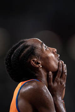Sifan Hassan of the Netherlands celebrates
