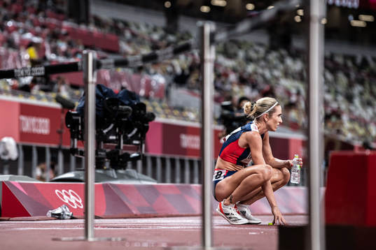 Karoline Bjerkeli Grøvdal of Norway looks dejected