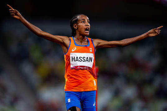 Sifan Hassan of Netherlands celebrates