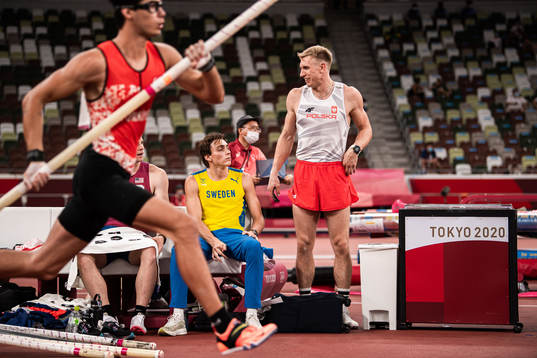 Armand Duplantis of Sweden and Piotr Lisek of Poland