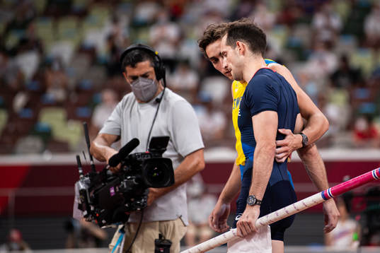 Armand Duplantis of Sweden and Renaud Lavillenie of France