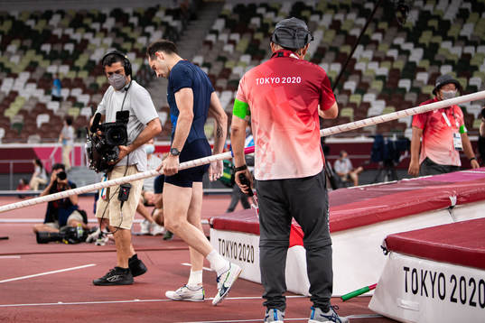Renaud Lavillenie of France looks dejected