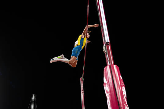 Armand Duplantis of Sweden with an attempt of setting a new