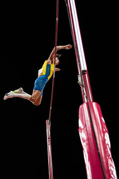 Armand Duplantis of Sweden with an attempt of setting a new
