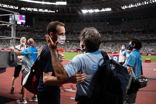 Renaud Lavillenie of France and Greg Duplantis