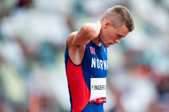 Filip Ingebrigtsen of Norway looks dejected