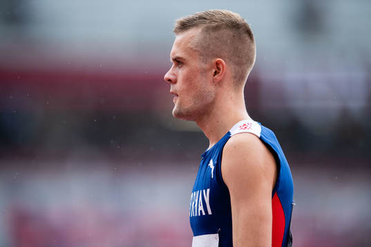 Filip Ingebrigtsen of Norway looks dejected
