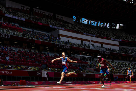 Karsten Warholm of Norway competes to win and set a new