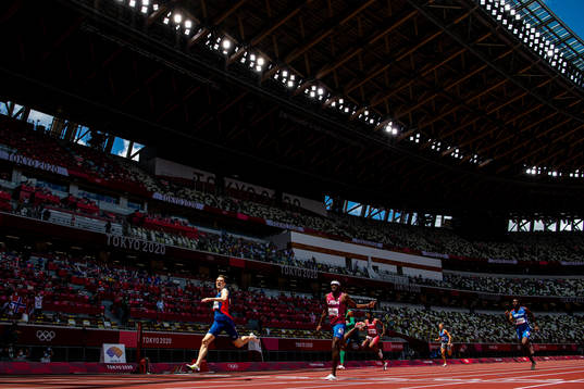 Karsten Warholm of Norway competes to win and set a new