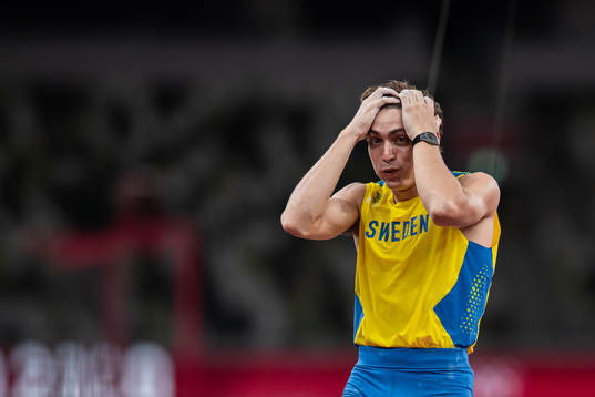 Armand Duplantis of Sweden reacts