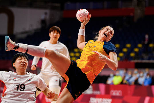 Linn Blohm of Sweden in the Women's Handball Quarterfinal