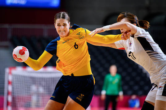 Carin Strömberg of Sweden in the Women's Handball