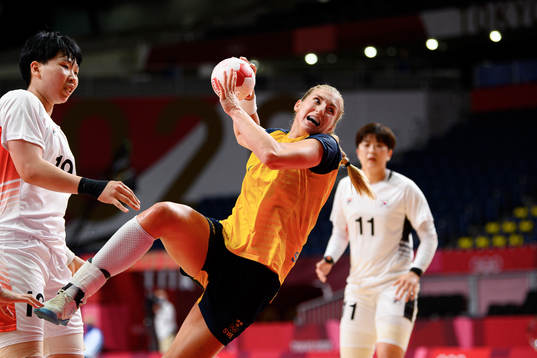 Linn Blohm of Sweden in the Women's Handball Quarterfinal