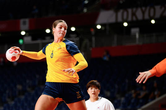 Carin Strömberg of Sweden in the Women's Handball