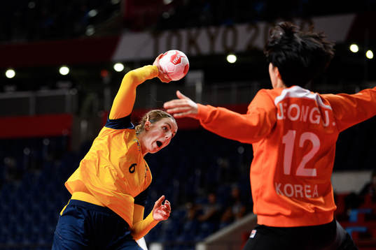 Carin Strömberg of Sweden in the Women's Handball