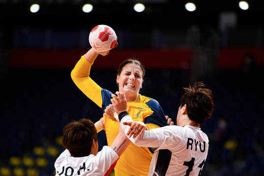 Carin Strömberg of Sweden in the Women's Handball