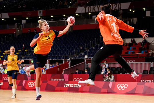 Nathalie Hagman of Sweden in the Women's Handball