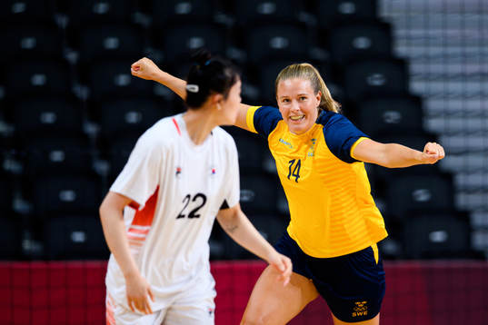 Johanna Westberg of Sweden celebrates in the Women's