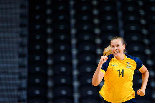Johanna Westberg of Sweden celebrates in the Women's