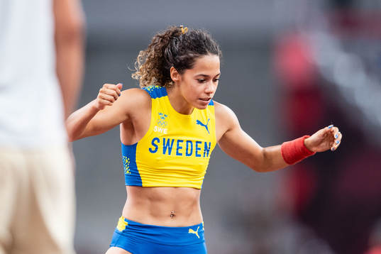 Angelica Bengtsson of Sweden looks dejected while competing
