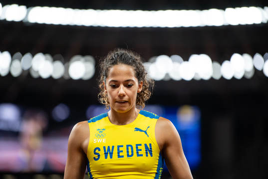 Angelica Bengtsson of Sweden looks dejected while competing
