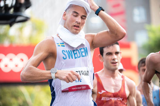 Perseus Karlström of Sweden looks dejected while competing