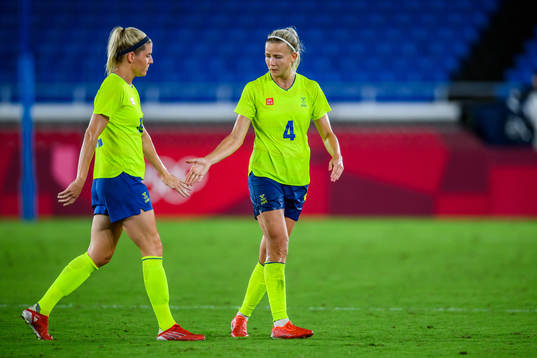 Olivia Schough and Hanna Glas of Sweden in the women’s