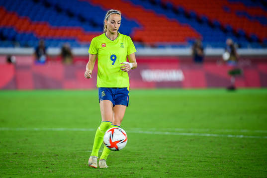 Kosovare Asllani of Sweden looks dejected