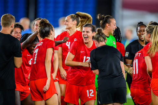 Christine Sinclair of Canada celebrates
