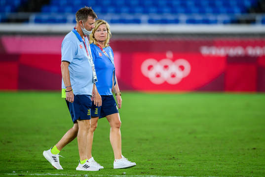 Peter Gerhardsson, head coach of Sweden, and Marika